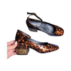 Jeffrey Campbell Blaire Ankle Strap Leopard Print Heels Size: 6